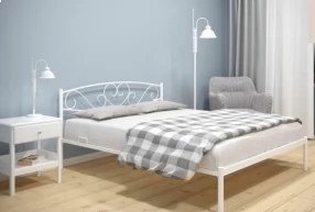 Кровать Магнолия Металл, 120х190 мм, Белый муар, Белый муар